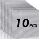 Pokiiulk Classic Baseplates Building Plates-Pack of 10 Large 10" x 10" Building Bricks Compatible with All Major Brands,Perfect STEM Gift for Builders Age 3+,Grey