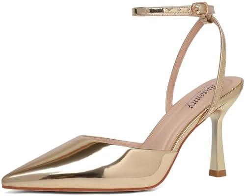 Susanny Heels for Women Stiletto Closed Pointed Toe Backless Dress Shoes High Heels Sexy Kitten Pumps Wedding Guest Party Dance Prom Dressy Comfort Shoes Size 9