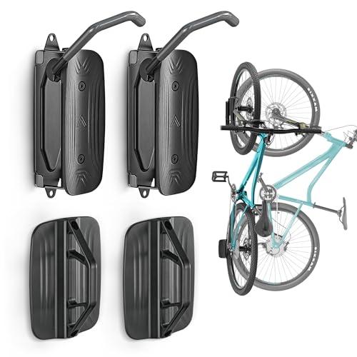 monTEK Swivel Bike Wall Mount – 2 Pack Garage Bike Hanger & Space-Saving Vertical Bike Rack for Garage & Apartment, Sturdy Bike Storage Hook Holds 66 lbs, Easy Installation & Scratch-Proof Design