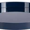 Kate And Laurel Lipton Modern Round Ottoman Tray; 22 Inch Diameter; Navy and Gold; Decorative Circle Coffee Table Tray for Living Room Decor or Large Serving Tray