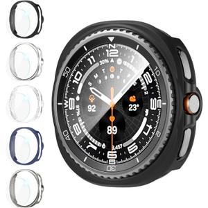 3 x shenou 5+5 Pack Cases for Samsung Galaxy Watch 8 Classic 46mm with Screen Protector, Hard PC Bumper Case and Tempered Glass Protective Cover for Men/Women