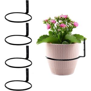6 inch Flower Pot Holder Ring Wall Mounted Set of 4 Heavy Duty Metal Wall Plant Holder Plant Hanging Bracket Hanger for Outdoor/Indoor