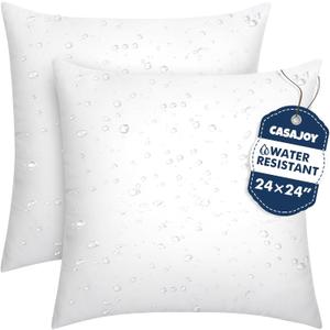 Pack of 2 24x24 Outdoor Pillow Inserts, Water Resistant Throw Pillow Inserts, Cushion Inner Pads for Patio, Furniture, Sofa, Bed, Living Room, Garden Decorative Waterproof Pillow Inserts