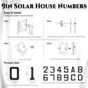 ISUNMEA 9 Inch Solar Lighted House Numbers for Outside, Light Up Waterproof LED Address Numbers Signs for Houses, Large Personalized Illuminated Exterior Modern House Numbers Light (1-Black, 9IN)