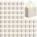 Qilery 50 Pcs Wedding Paper Gift Bags Bulk with Tissue Paper Small Gift Bags with Handle and Tags for Birthday Wedding Mothers' Day Party Business(Champagne,4.7 x 2.4 x 3.9'')