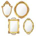 3 PCS Vintage Gold Mirror Set Vintage Mirrors for Wall Antique Shield Shape Square Oval Decorative Mirror Jewelry Dresser Organizer Tray for Living Room Bedroom Wedding Desktop Photography Decoration
