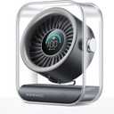 KIMMOO Rechargeable USB Desk Fan, Quiet Table Fan with Turbo Airflow, 100 Speeds, Digital Display, 90 Rotating, Small Battery Desktop Fans for Bedroom Home Office Travel, Black