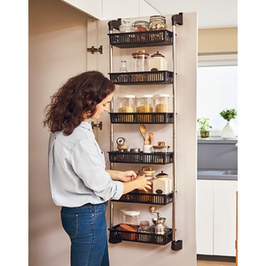 HomeBuddy Pantry Door Organizer - 6 Basket Over The Door Organizer, Sturdy Back of Door Storage Organizer with 3 Sets of Padded Hooks - Door Shelf for Kitchen, Bathroom, Wardrobe