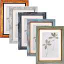Fixwal 5x7 Picture Frame Set of 5, Vintage Photo Frame, Rustic Retro Picture Frame with Tempered Glass, Decorative Art on Walls and Tabletop Placement