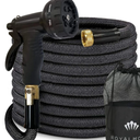 100FT Expandable Garden Hose with 8-Pattern Spray Nozzle – Durable, Flexible, Multipurpose (Black)