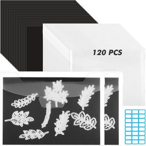 120 Pcs 6.5 x 9 Inch Magnetic Sheets for Dies Storage 0.6 mm Thickness Non-Adhesive Magnetic Sheets with Die Storage Bags, Die Cut Storage Essential Set (60 Pcs Sheets+60 Pcs Pockets+Label Stickers)