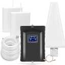 Cell Phone Booster for Home & Multi-Room, Cell Phone Signal Booster with 2 Indoor Panel Antennas for Band 66/2/4/5/12/17/13/25,Up to 8000 Sq.Ft,Boost 4G 5G LTE Data for All U.S. Carriers, FCC Approved