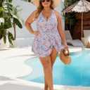 Blooming Jelly Women Plus Size Swimsuit One Piece Swim Dress Tummy Control Bathing Suits Criss Cross Modest Swimwear, 4XL, Floral