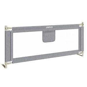 UWRVH Bed Rails for Toddlers, Toddler Bed Rails, Bed Rail for Baby - Adjustable Height Bed Guard with Child Safety Lock,Universal Fit for King/Full/Twin Beds (Grey, 1 Side 70.8Inch)