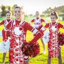 48 Pcs Homecoming Mum Glitter Cut Out Sticker Senior Die Cut Stickers Homecoming Mum Supply Prom Corsage Placard Flowers Embellishment Centerpiece Accessories Game Dance Decor(Red Silver)