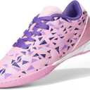 DREAM PAIRS Boys Girls Indoor Sneakers Lace Up Sport Athletic Casual IC Youth Futsal Football Soccer Shoes for Little/Big Kid (Pink/Purple) 33.5