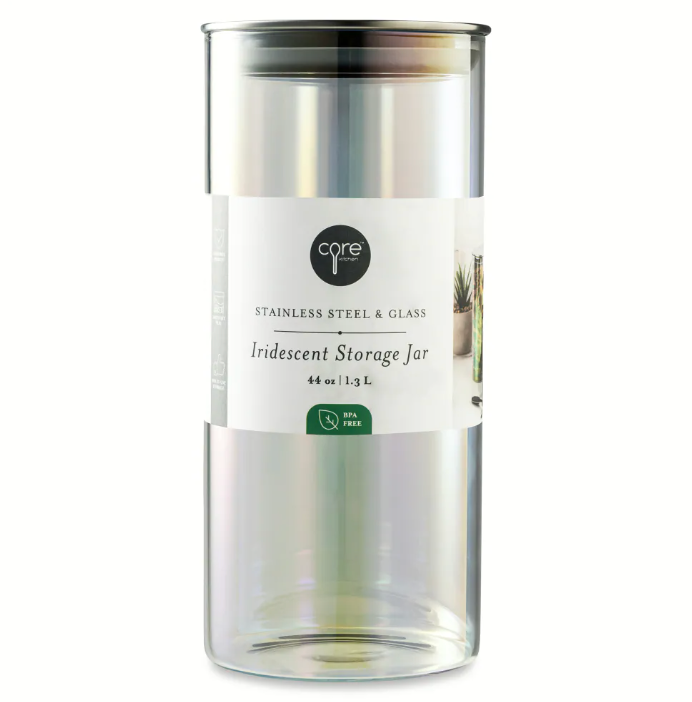Core Kitchen Stainless Steel & Glass Iridescent Storage Jar