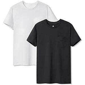 DAVID ARCHY Men's Undershirt with Pocket, Soft Cotton T-Shirt, Moistrue-Wicking Tee 2 Pack, Size: M