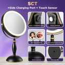 30x Magnifying Mirror with Light, Matte Black with Gold Trim, Makeup Mirror with 3 Color Lights & Brightness Adjustable, 5000mAh Rechargeable Vanity Mirror, Modern Style Side Touch + Side Charge