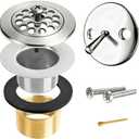 Bathtub Drain with Trip Lever,Tub Drain,Trip Lever Tub Drain Kit,Universal for 1-1/2" and 1-3/8" Bathtub Drain Replacement,with Strainer,Overflow and Matching Screws,Brushed Nickel