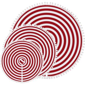 Christmas Tree Skirt, Red White Annual Rings 24 Inch Tree Skirt with Pom Pom Trim for Holiday Party Xmas Natural Rustic Tree Skirt for Holiday Home Decor