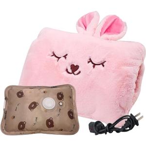 Milkycat Cute Hot Water Bottle with Soft Cover，Portable Rechargeable Electric Hot Water Bag for Menstrual Cramps，Hot Compress Heating Pad,Plush Bunny Hand Warmer（Winter Expressive Gift）