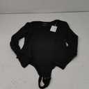 REORIA Women's Basic Lightweight Layering Sexy Slim Square Neck Long Sleeve Bodysuit Tops (Medium, Black)