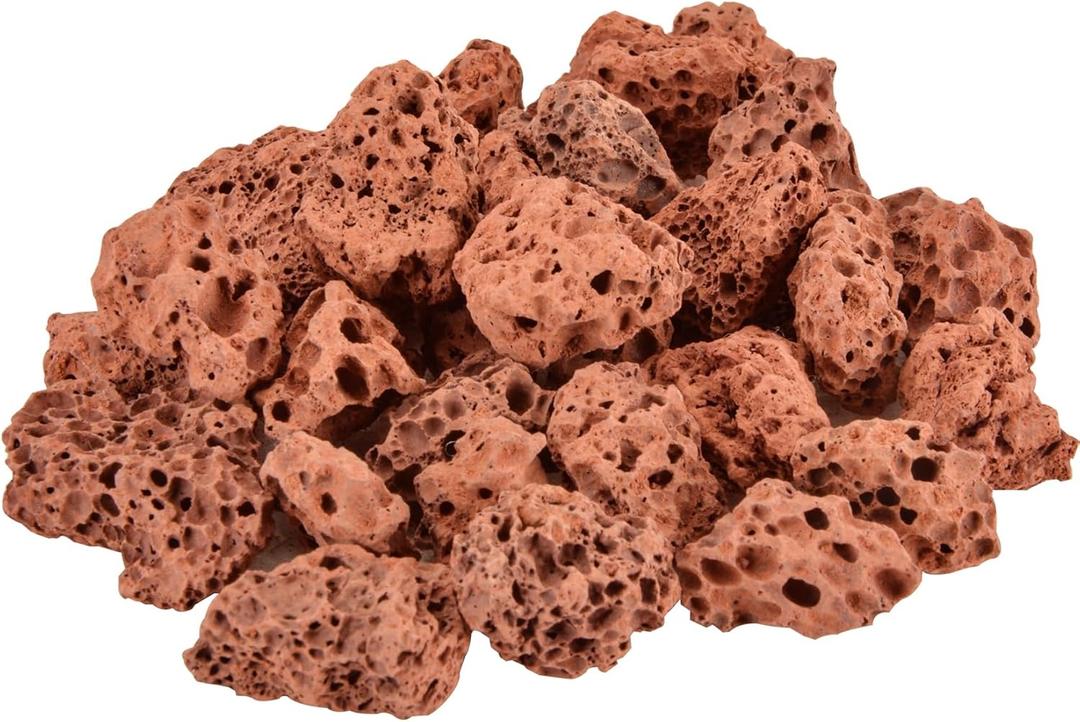 Mr. Fireglass 10 Pounds Red Natural Lava Rock for Indoor Outdoor Gas Fire Pits Fireplaces | Volcanic Lava Stones for Decorating Garden Landscaping, Potted Plants, 0.3"-0.6"