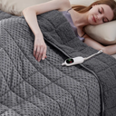 Heated Weighted Blanket for Adults, Soft Electric Throw Blanket 48''x72'' 15LBS Fast Heating Heavy Cozy Blanket with 10 Heating Levels and 1/2/4/6/8 Hours Auto Off (Grey, Twin Size)
