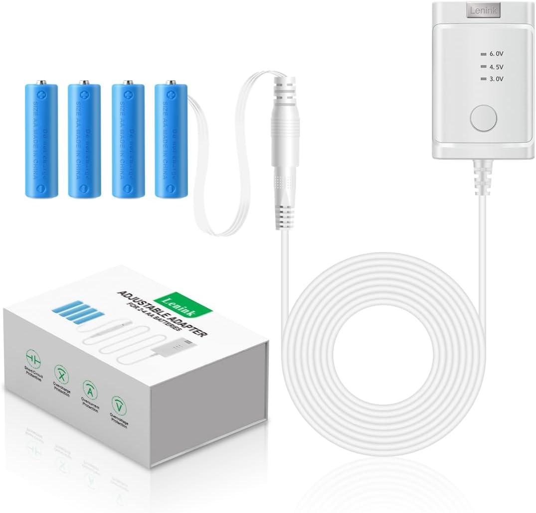 Lenink Adjustable AC Power Supply Adapter for AA Batteries, 3V to 6V, LED Lights & Decorations (White)