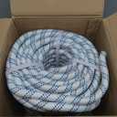 3/4 in x 150FT Gray White Blue Arborist Bull Rope Double Braid Polyester Rigging Hoisting Line High Strength Tree Rope for Rigging, Swing for Rigging Sailboat Weathered Line Tree Work