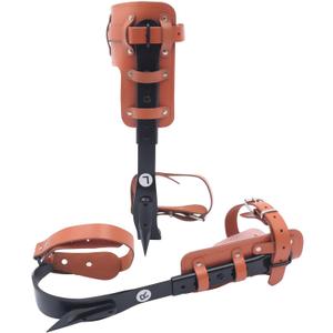 LENJKYYO Tree Climbing Spike Set, Adjustable Climbing Spurs Steel, Climber Gaffs Tools, Climbing Gears with Cattle Hide Leggings Straps and Protect Claw for Felling Trees, Picking Fruit, Hanging