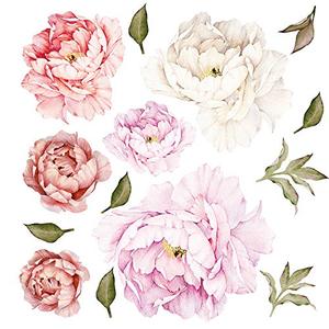 Nother Peonies Wall Decals Peony Floral Wall Decal Rose Bouquet Flowers Peel and Stick Wallpaper for Sofa Background Fresh Tulip Flowers Vintage Giant Wall Sticker Modern Room Decor 1