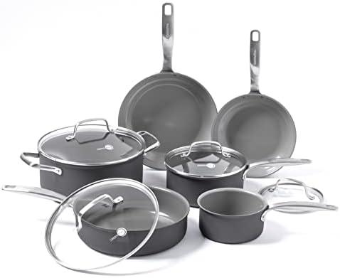 Cuisinart 11-Piece Set Advantage Nonstick Cookware, Black & CTG-00-CCR7 Curve Crock with Tools, Set of 7 , Black