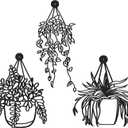 3 Pcs Black Metal Flower Wall Art Rustic Metal Plant Wall Decor Black Minimalist Art Sculpture Hanging Ornament for Bathroom Living Room Bedroom, 16.1 x 7.1 Inch, 13.4 x 10 Inch, 12.2 x 11 Inches