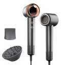 Tideway Hair Dryer Professional High-Speed Ionic Blow Dryer 110,000 RPM, Compact Hair Dryer with Magnetic Diffuser, Fast Drying with Brushless Motor Low Noise Smart Temperature Control-H11 (Bl)