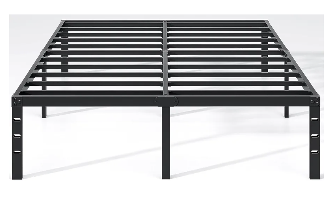 Metal Bed Frame, Queen Size Bed Frame with Storage Space, Heavy Duty Sturdy Mattress Foundation, Easy Assembly, No Box Spring Needed, Black,14 Inch, Queen