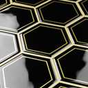FunStick 15 Tile Hexagon Peel and Stick Backsplash Tile for Kitchen 12"x12" 3D Black and Gold Self Adhesive Backsplash Tiles Peel and Stick Wall Tiles for Bathroom Stick on Tile Stickers for Shower RV