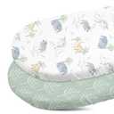 Gllquen Baby Bassinet Sheets Set 2-Pack, Breathable Cozy Bassinet Fitted Sheet Universal Fit Standard Mattress Oval Rectangle Cradle Baby Sheets for Baby Boy Girls Unisex 32"x16" (Elephant)