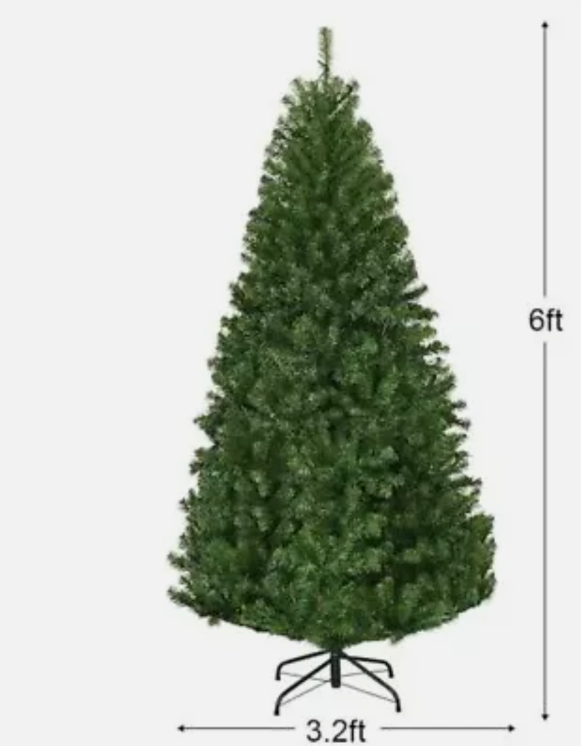 6 ft Artificial Green Christmas Outdoor Plant Decorated Tree