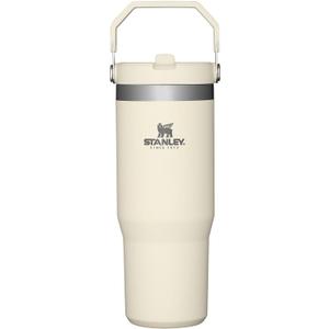 STANLEY IceFlow Stainless Steel Tumbler with Straw - Vacuum Insulated Water Bottle for Home, Office or Car - Reusable Cup with Straw Leak Resistant Flip - Cold for 12 Hours or Iced for 2 Days (Cream) (30 Ounces)