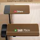 SAIJI Magnetic Overbed Bedside Table with Wheels, Height and 360 Angle Adjustable Over Bed Desk with Led Light, Portable Lengthened Rolling Laptop Standing Desk Mobile Bed Tables Hospital Home Use, 15.75 inches x 27.56 inches x 42.13 inches
