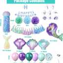 Mermaid Birthday Party Decorations for Girls 49PCS Under the Sea Party Kit with Mermaid Balloons, Happy Birthday Banner, Tassel Garlands, Paper Flowers & Jellyfish Lanterns