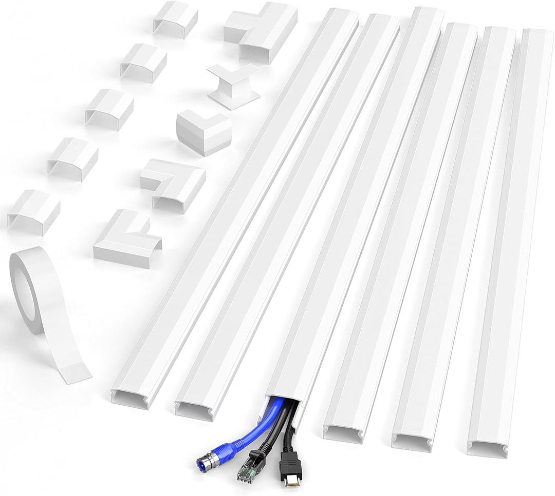 Delamu Cord Hider, Large Cord Covers for 2-3 Wires, Wire Covers for Cords Cable Hider, 94.5in Wire Hiders for TV on Wall, Easy Set up Cable Cover Management Kit, 6X L15.7 W1.0 H0.53in (White)