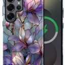 Magnetic Case for Samsung Galaxy S26 Edge,Purple Lotus Floral Case [Compatible with Magsafe] Design,Dual Layer Soft TPU Hard PC Bumper Phone Case Case for Men Women