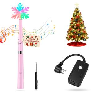 Wireless Remote Control Outlet, Magic Light Wand for Christmas Tree Lights and Home Decoration Lights, Remote Magic Wand Switch Kit with Music, Ideas for Kids/Friends/Family, Pink