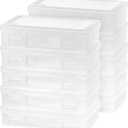 IRIS USA Clear Cases |Made in USA| Plastic Box Organizers (10-Pack)- Medium