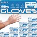 ProHeal Clear Vinyl Disposable Gloves - Food Safe Cooking and Household Cleaning Gloves -Powder and Latex Free Kitchen Glove