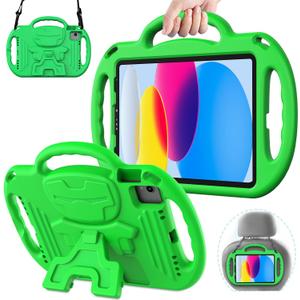 AVAWO Kids Case for iPad 10th 10.9 Inch/iPad Air 5/IPad Air 4 Generation (2022/2020)- with Shoulder Strap/Handles/Adjustable Kickstand Light Weight Durable Cover for iPad 10 gen, Green