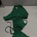 Meetall Women's High Cut String Triangle Bikini Set Swimsuits Sexy Bathing Suits 2 Piece (Medium, Dark Green)